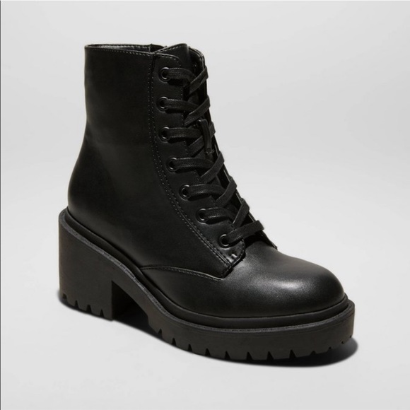 Universal Thread Shoes - Universal Thread Women’s Black Brie Faux Leather Combat Platform Boots